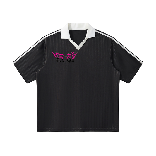 Contrast Collar Striped Soccer Jersey