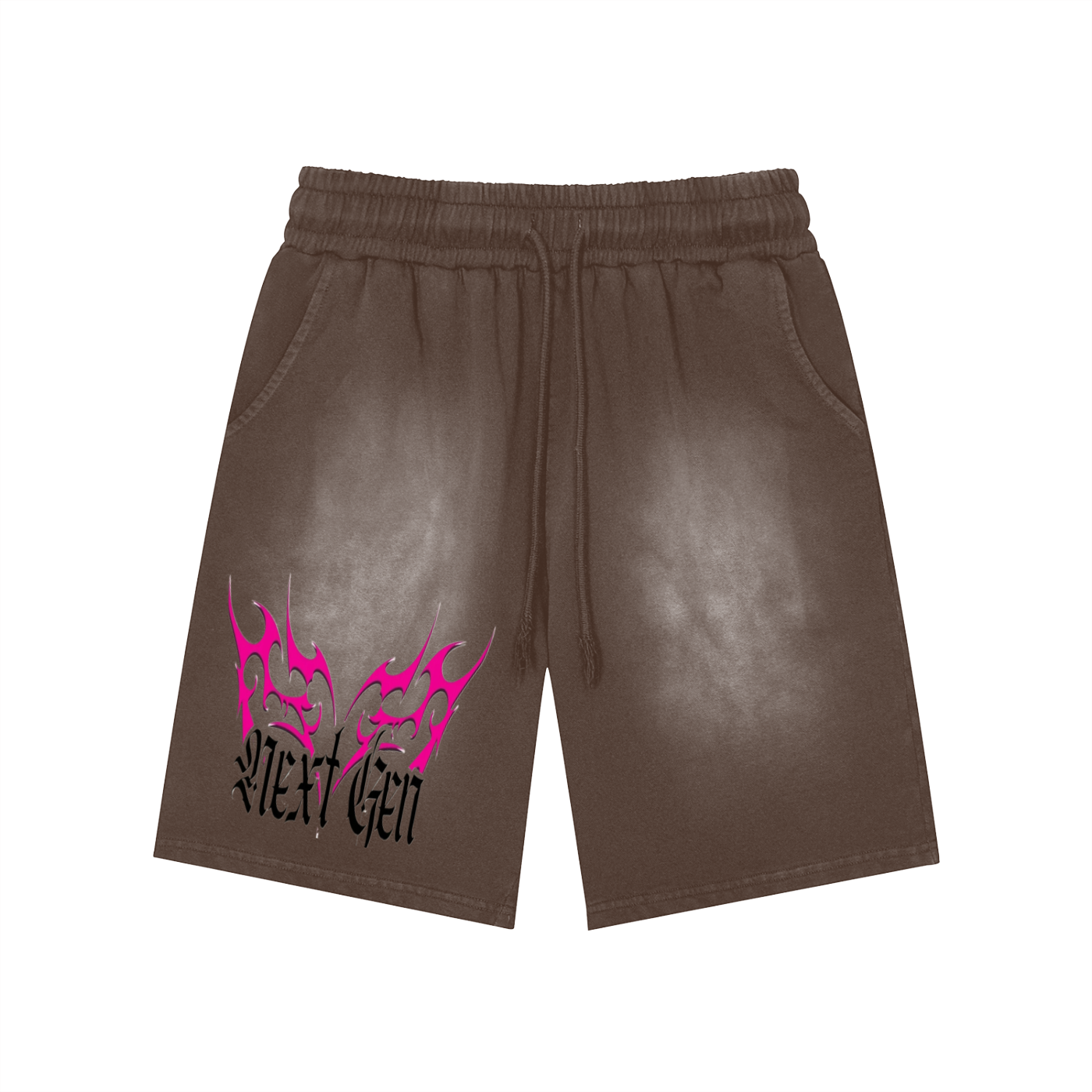 Rectangle Patch Monkey Washed Shorts