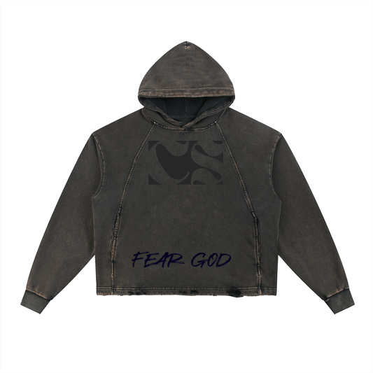 Vintage Washed Frayed-Hem Hoodie