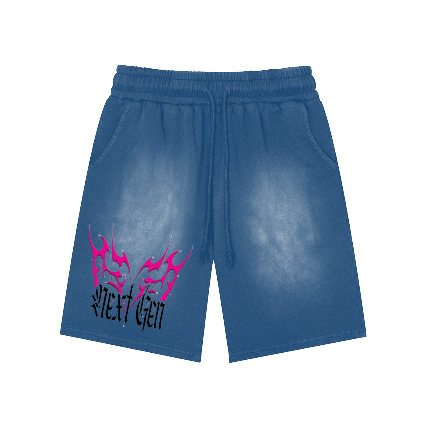 Rectangle Patch Monkey Washed Shorts